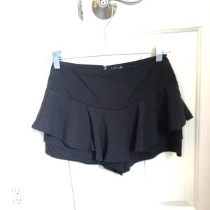 Black ruffle layer skort skirt